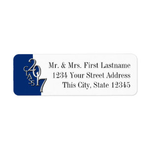 Class of 2017 Graduation Blue Silver Return Address Label