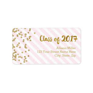 Class of 2017 Graduation Gold Pink Address Labels