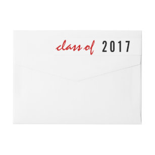 Class of 2017 graduation handwritten red, black wrap around label