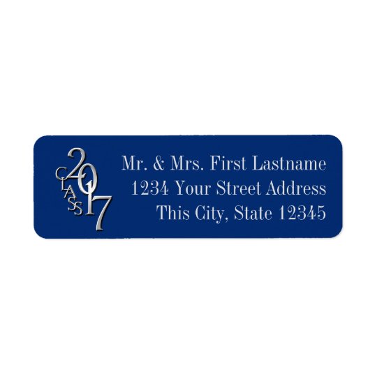Class of 2017 Graduation Silver with Colour Choice Return Address Label