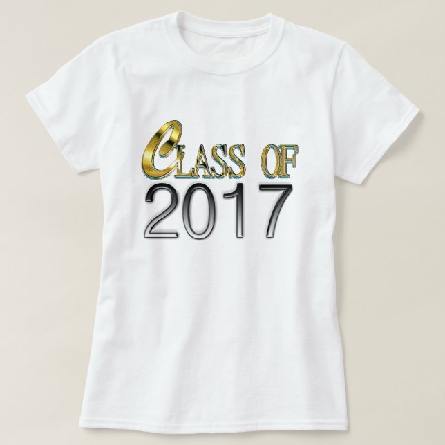 Class Of 2017 In Gold & Silver & Any Colour T-Shirt (Design Front)