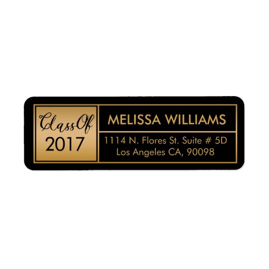 Class Of 2017 Modern Geometric Gold Frame Return Address Label