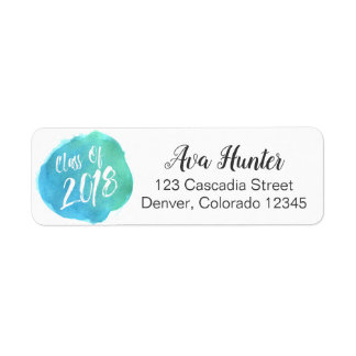 Class of 2018 Blue Watercolor Dot Address Labels