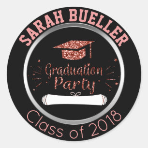 Class of 2018 Blush Pink Glitter Graduation Party Classic Round Sticker