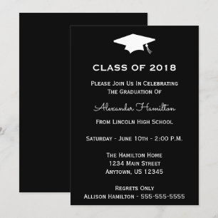 Class Of 2018 Cap Graduation Invitation (Black)