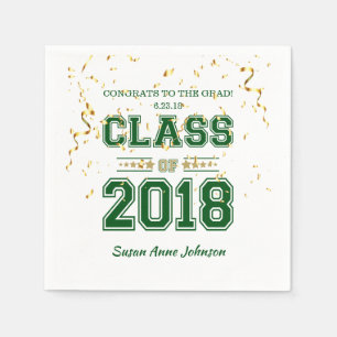 Class of 2018 Grad Party  Green and Gold Napkin