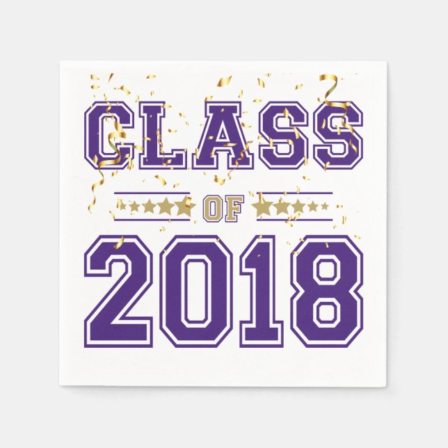 Class of 2018 Grad Party  Purple and Gold Napkin (Front)