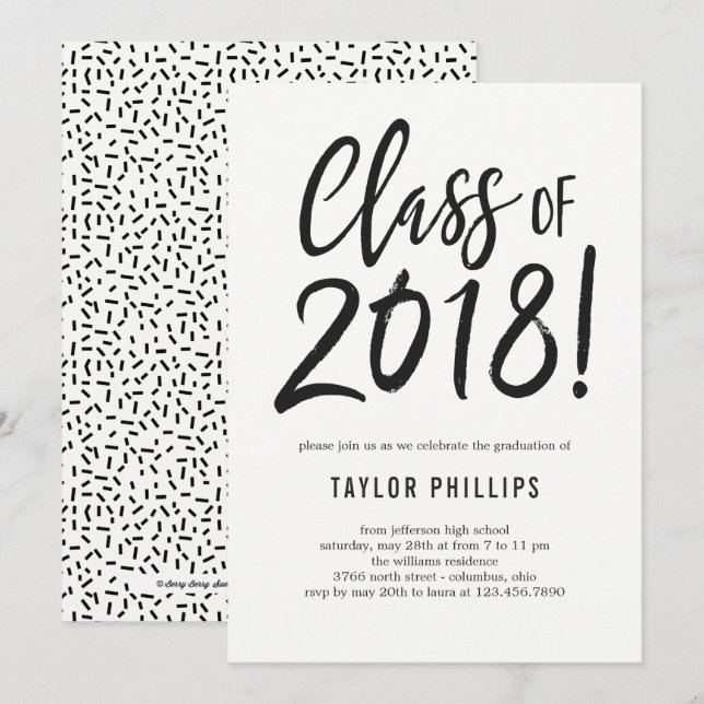Class of 2018 Graduation Party Invitation Brushed (Front/Back)