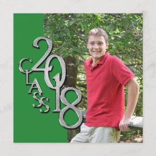 Class of 2018 Graduation Photo in Green Invitation