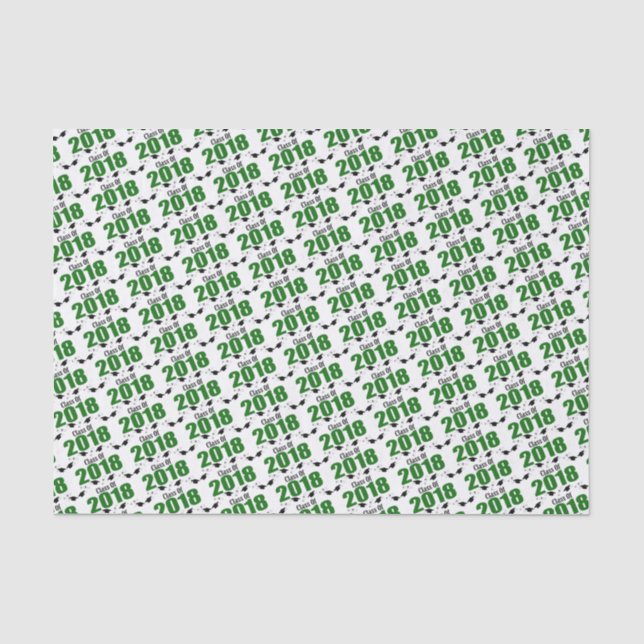 Class Of 2018 Graduation Tissue Paper (Green Caps) (Front)