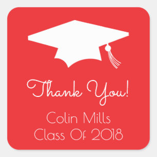 Class Of 2018 Label (Red Graduation Cap)