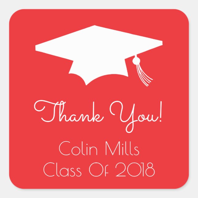 Class Of 2018 Label (Red Graduation Cap) (Front)