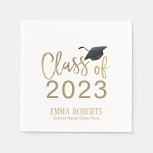 Class of 2018 Modern Gold Script Graduation Party Napkin