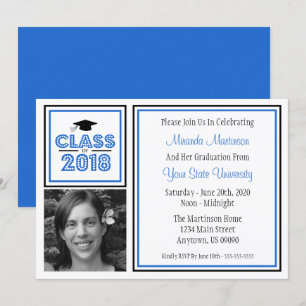 Class Of 2018 Photo Graduation Invitation (Blue)