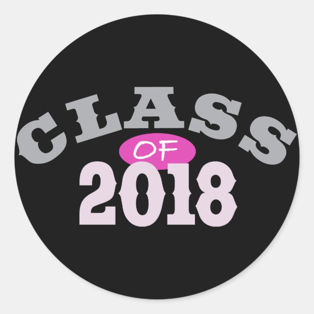 Class Of 2018 Pink Classic Round Sticker (Front)