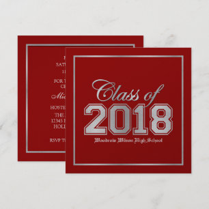 Class of 2018 Premium Red / Silver Graduation Invitation