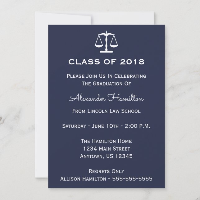 Class Of 2018 Scales Graduation Invite (Midnight) (Front)