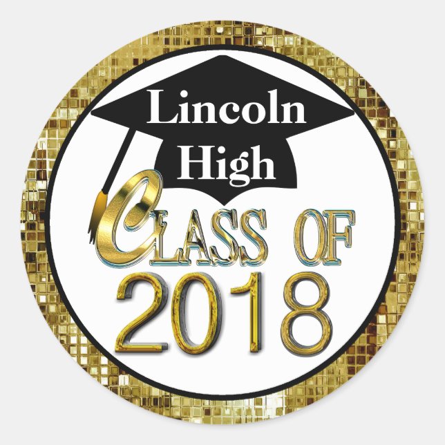 Class Of 2018 Sparkling Gold Graduation Seals (Front)