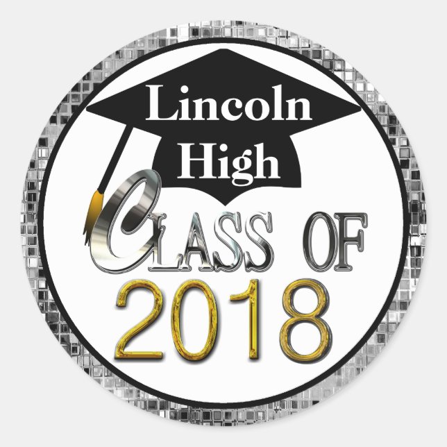 Class Of 2018 Sparkling Silver Graduation Seals (Front)