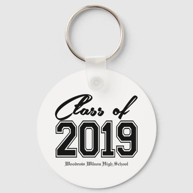 Class of 2019 Black & Varsity Graduation Key Ring (Front)