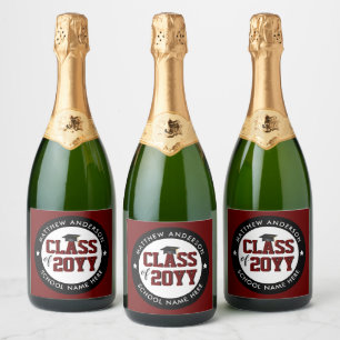 Class of 2019 Burgundy Graduate Graduation Party Sparkling Wine Label