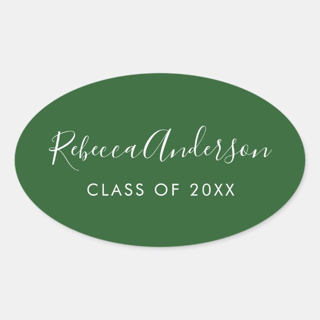 Class of 2019 Grad | Dark Green Oval Sticker (Front)