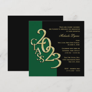 Class of 2019 Grad Green and Gold Invitation