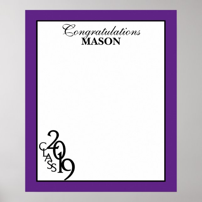 Class of 2019 Graduation Purple Autograph Keepsake Poster (Front)