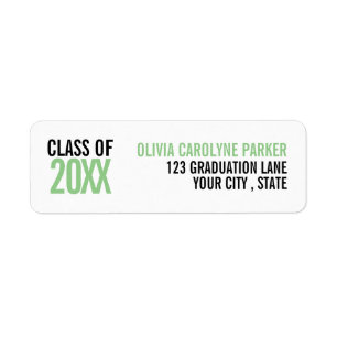 Class of 2019 Green bold graduation custom Return Address Label