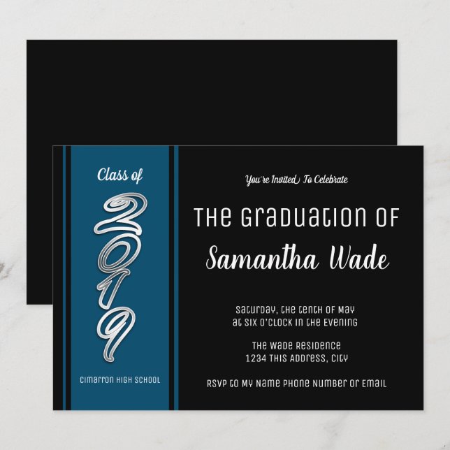 Class of 2019 High School or College Graduation Invitation (Front/Back)