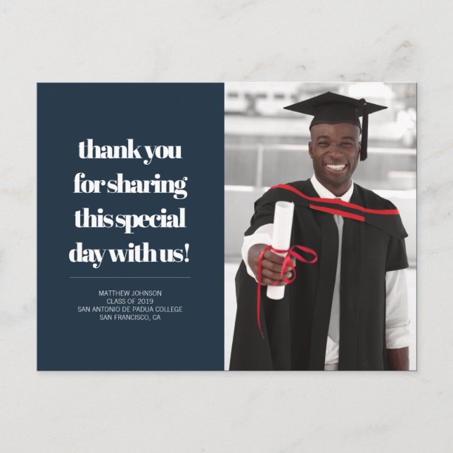 Class of 2019 |  Photo Graduation Thank You Postcard (Front)