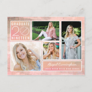 Class of 2019 Photo Peach Watercolor Invitation Postcard