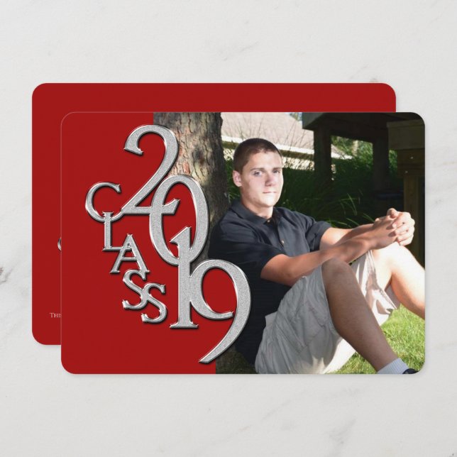 Class of 2019 Red Photo Graduation Invitation (Front/Back)