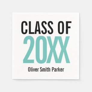 Class of 2019 Teal Bold Modern Graduation Napkin