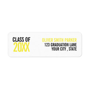 Class of 2019 Yellow bold graduation custom Return Address Label