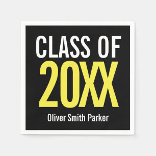 Class of 2019 Yellow Bold  Modern Graduation Napkin