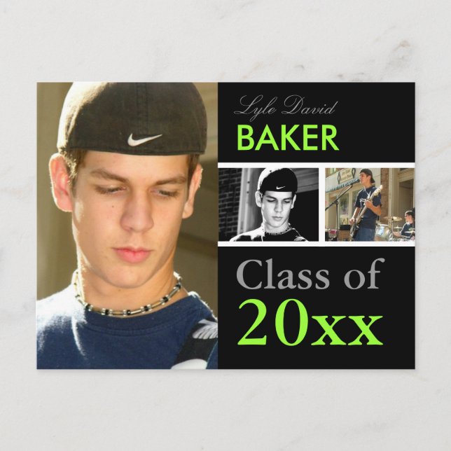 Class of 201x Graduation/DIY Fonts+Colours Invitation Postcard (Front)