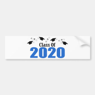 Class Of 2020 Caps And Diplomas (Blue) Bumper Sticker