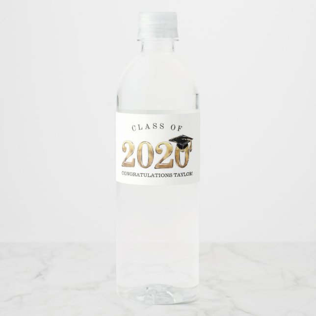 Class of 2020 Congratulations Graduation Water Bottle Label (Front)