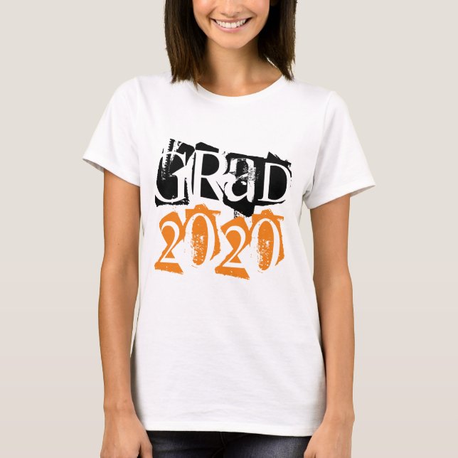 Class of 2020 grad orange typography graduation T-Shirt (Front)