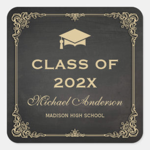 Class of 2020 Graduation Elegant Damask Frame Square Sticker