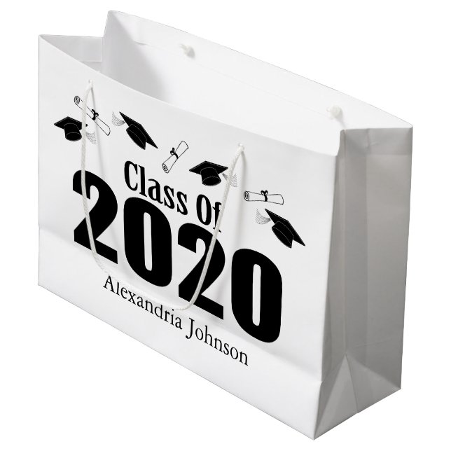 Class Of 2020 Graduation Gift Bag (Black Caps) (Front Angled)