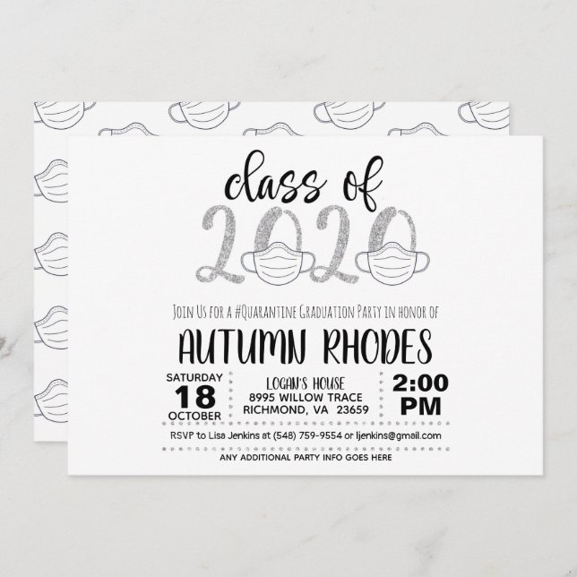 Class of 2020 Graduation Invitation - Face Mask SG (Front/Back)