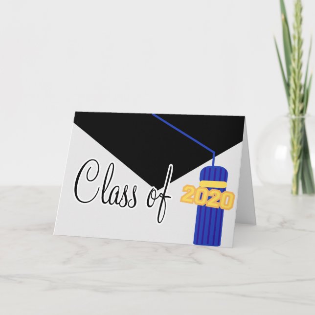 Class Of 2020 Graduation Tassel Card (Blue) (Front)