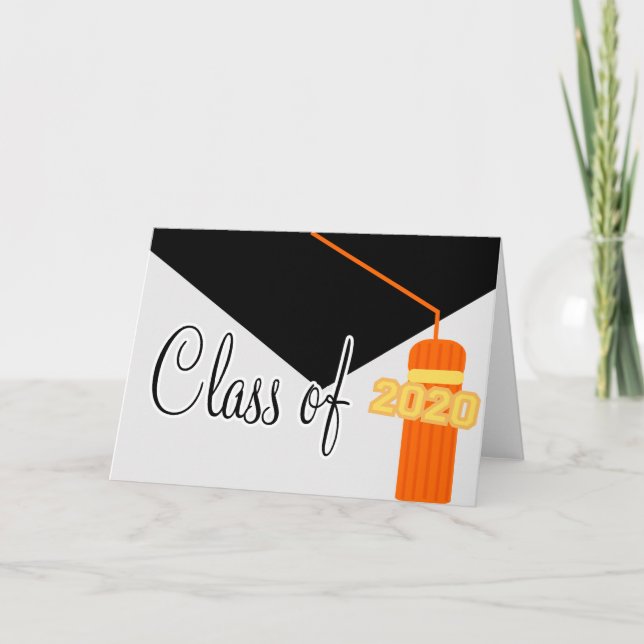 Class Of 2020 Graduation Tassel Card (Orange) (Front)