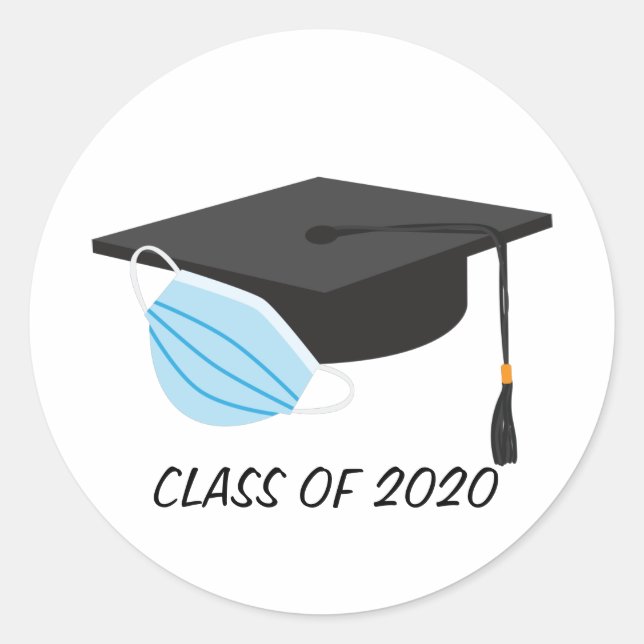 Class of 2020 Graduation with Face mask Classic Round Sticker (Front)