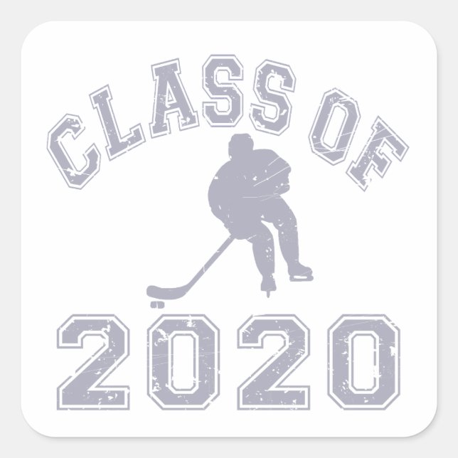 Class Of 2020 Hockey - Grey Square Sticker (Front)