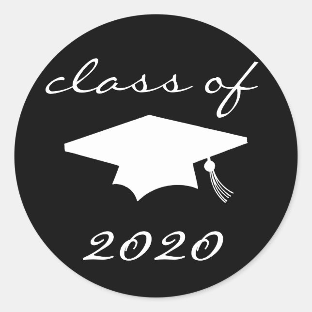 Class Of 2020 Label (Black Graduation Cap) (Front)