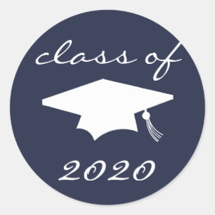Class Of 2020 Label (Midnight Blue Graduation Cap)