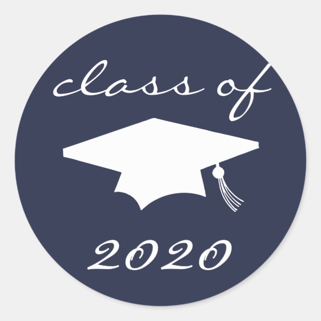 Class Of 2020 Label (Midnight Blue Graduation Cap) (Front)